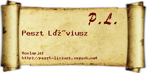 Peszt Líviusz névjegykártya